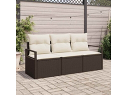Vidaxl Conjunto De Sofá De Jardim 3 Unid. Marrom E Branco Vime Pe