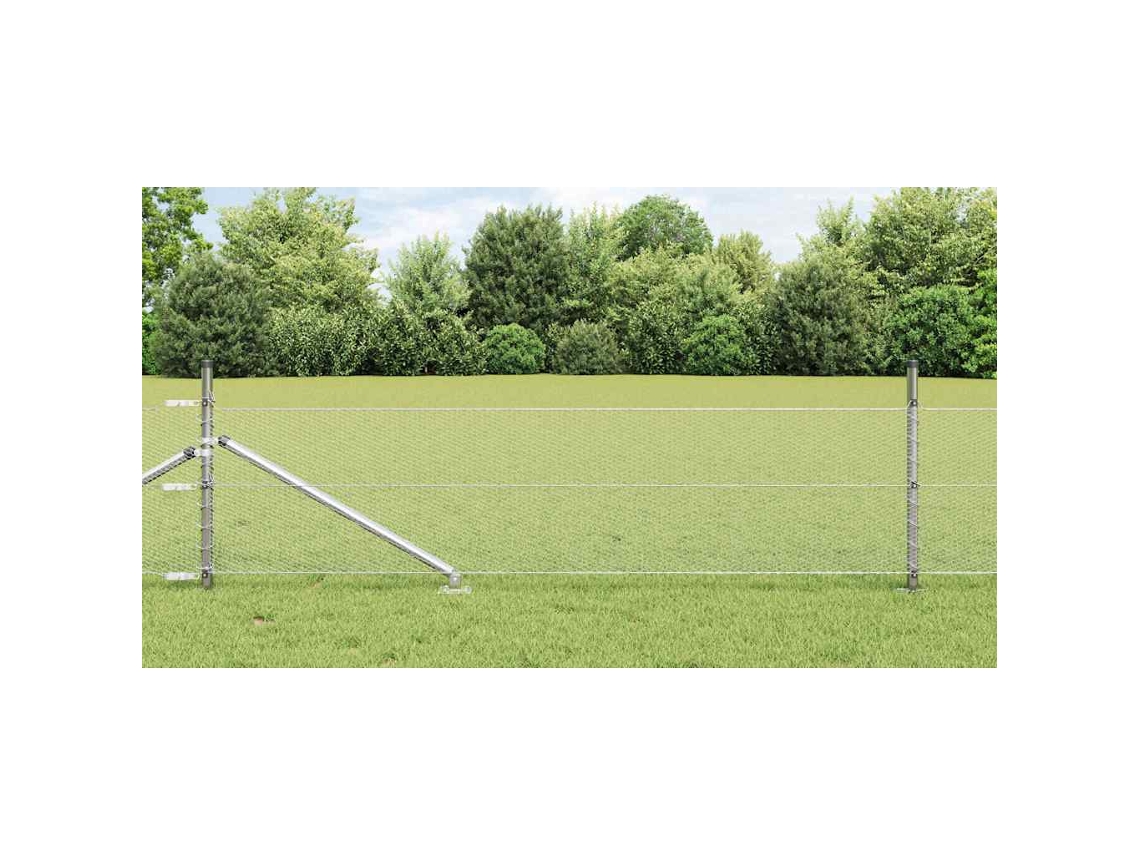 Vidaxl Cerca Hexagonal Com Poste 50 X 0,8 M Aço Galvanizado Prateado