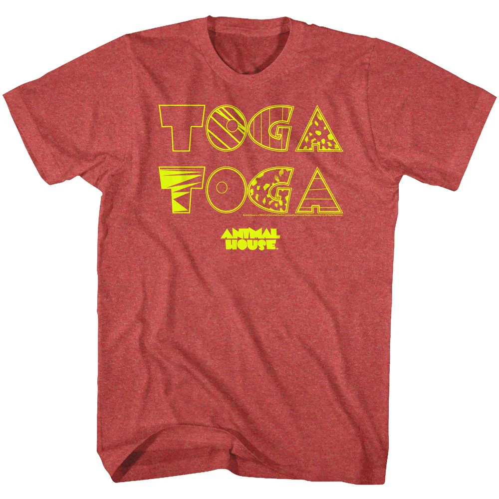 Unisex Adult T-shirt Rockinstone Animal House Movie Toga-2x Heather Red Sizexxl