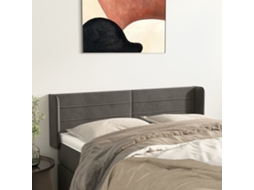 Vidaxl Cabeceira De Cama C/ Abas Veludo 147x16x78/88cm Cinzento-escuro