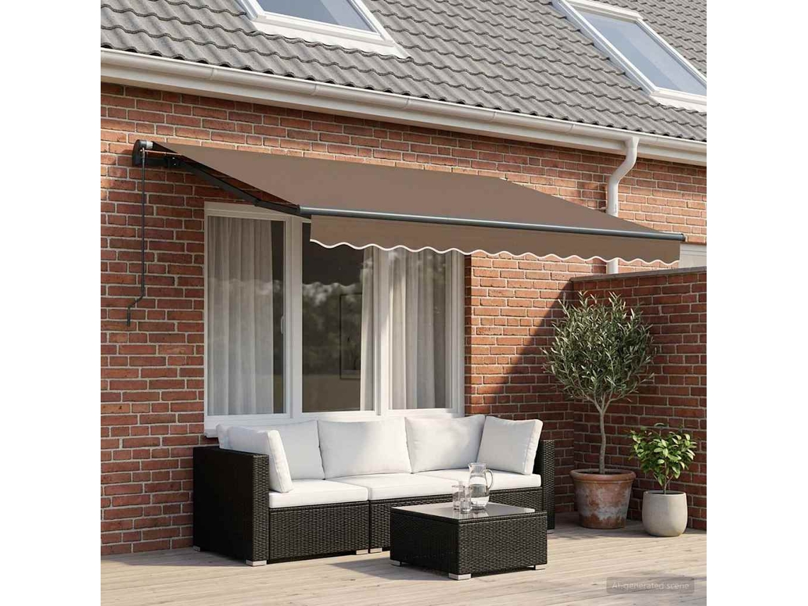 Vidaxl Toldo Retrátil Cinzento-acastanhado 3,5 X 2 M Tecido