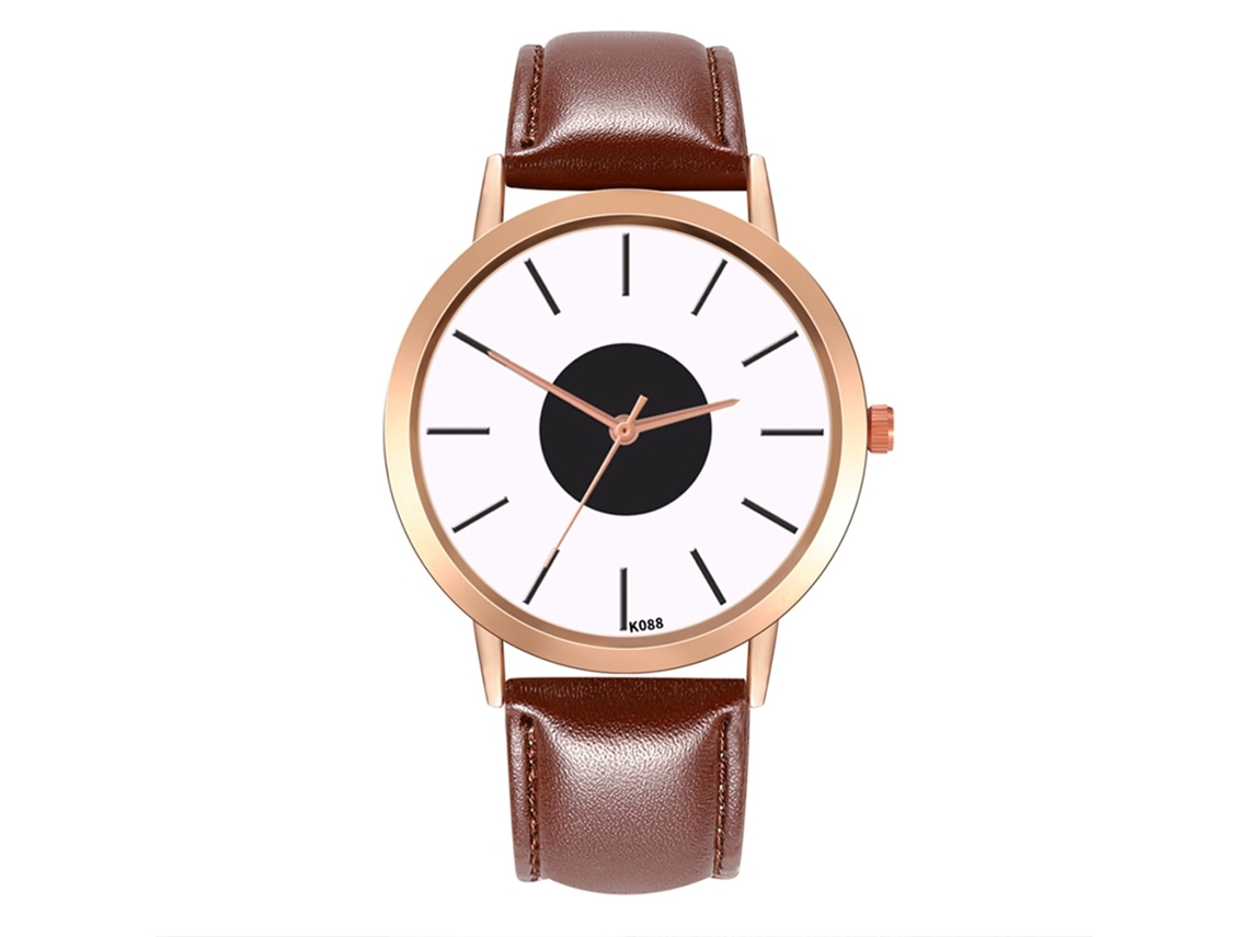 Relógio de Quartzo com Pulseira de Couro Pu Estilo Negócio Minimalista Café Escuro