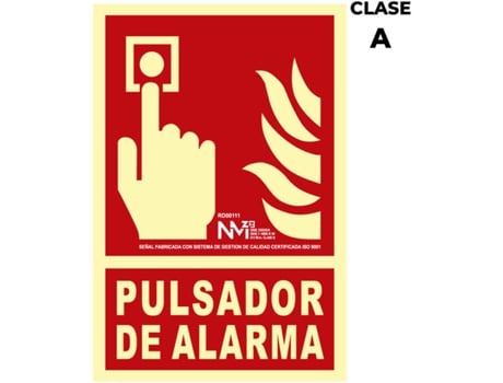 SINAL DE EXTINÇÃO BOTÃO DE ALARME CLASSE A (PVC 1MM) 21X30CM