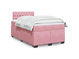 Vidaxl Cama Boxspring Com Colchão 120x190 Cm Veludo Rosa