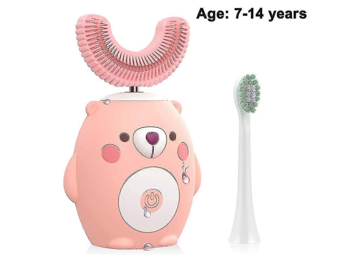 Escova de Dentes Elétrica Ultrassônica Infantil, Cabeça em Gel Sílica Macio, Branquead Ora Tipo U, Design Inteligent GOKOCO