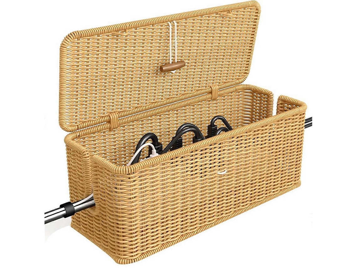 Caixa Organizadora De Cabos, Rgua De Tomadas Com Tampa Com Trava, Organizador De Cabos De Rattan Feito Mo. Olysi Shop