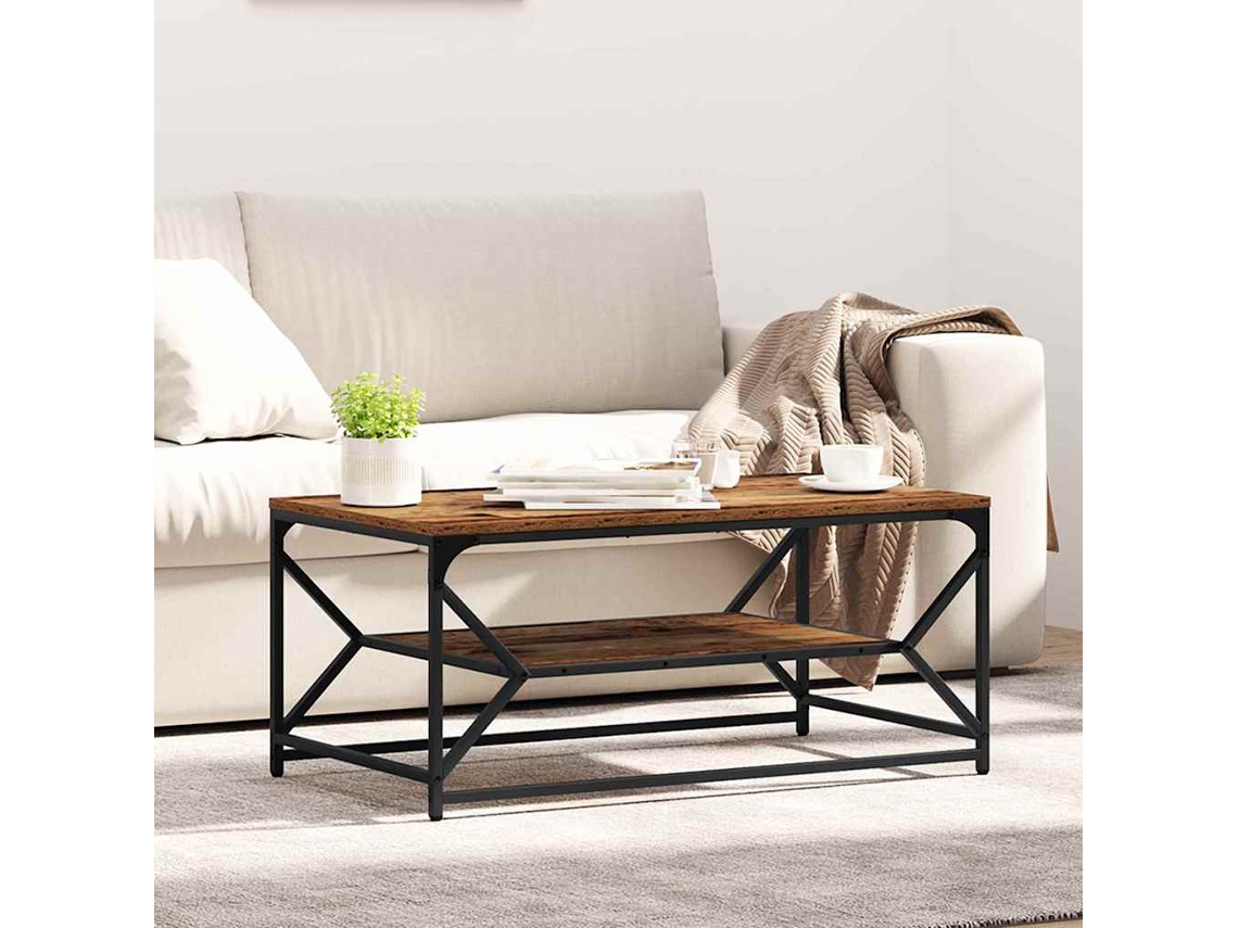 Vidaxl Mesa De Centro Madeira Antiga 90 X 50 X 40 Cm