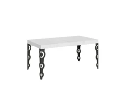 Mesa Extensível Karamay Premium 140/400x90 Cm, Pernas Em Madeira De Freixo Branco E Antracite Itamoby