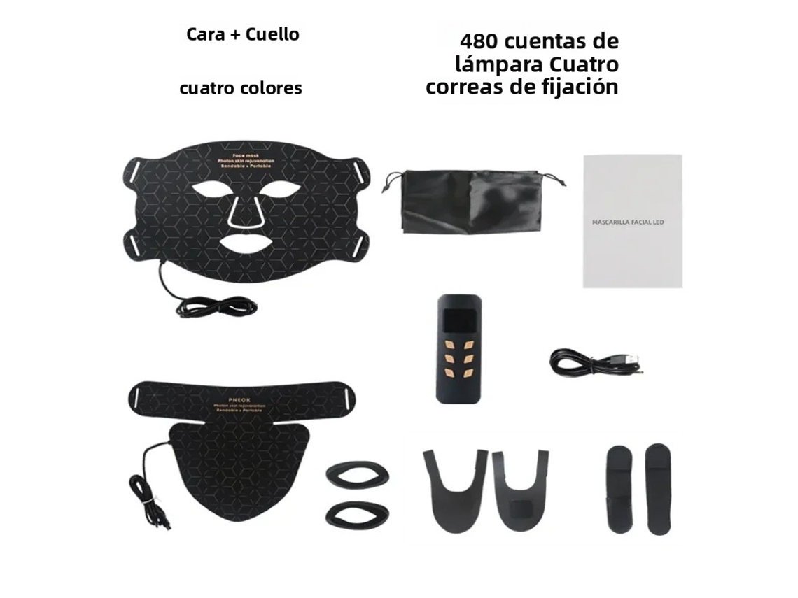 (estilo 2) Máscara De Fototerapia Led Vermelha, Equipada Com 480 Luzes Ajustáveis Em Quatro Cores, Feita De Silicone.