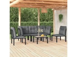 Vidaxl 6 Pcs Conjunto Lounge De Jardim Vime Pe Preto E Cinzento