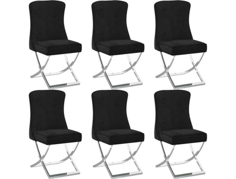 Conjunto 6 Cadeiras de Jantar  (Preto - Veludo - 53 x 52 x 98 cm)