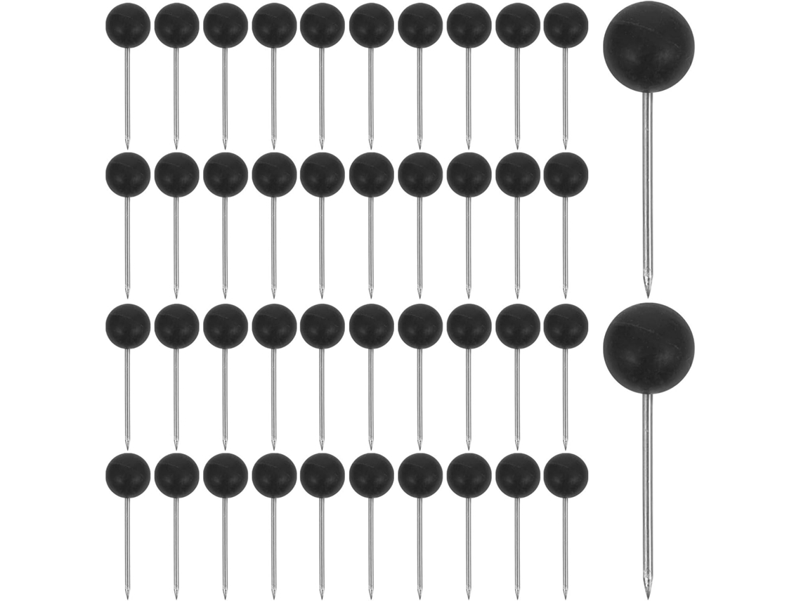 Conjunto de 100 tachinhas para mapas com cabeça redonda e em aço inoxidável, fáceis de usar e reutilizar.