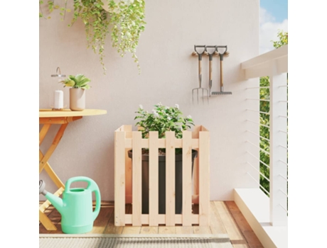 Vaso de Jardim com Design de Cerca 60X60X60 Cm Pinho Maciço VIDAXL