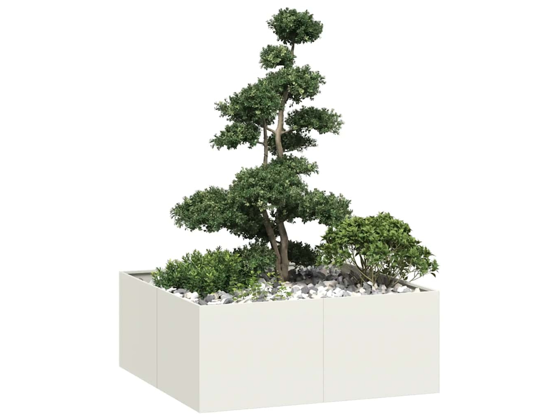 Vidaxl Vaso Floreira 100x100x40 Cm Aço Branco
