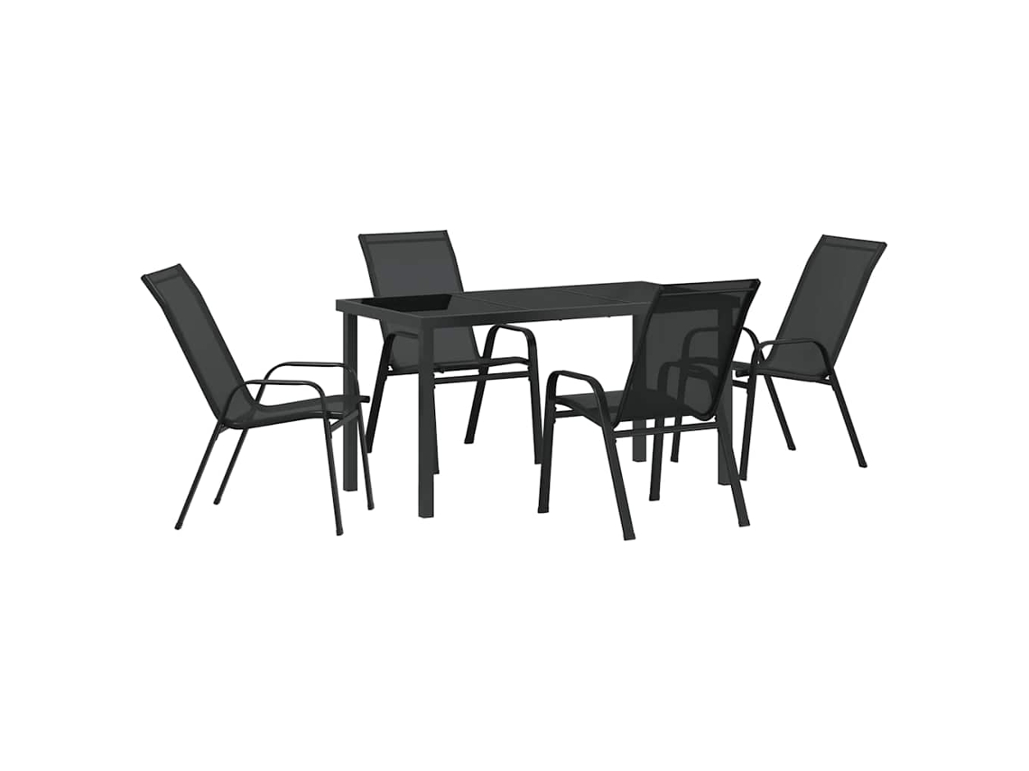 Maison Exclusive - Conjunto De Jantar Para Jardim 5 Pcs Preto