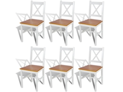 Conjunto 6 Cadeiras de jantar VIDAXL madeira de pinho branco