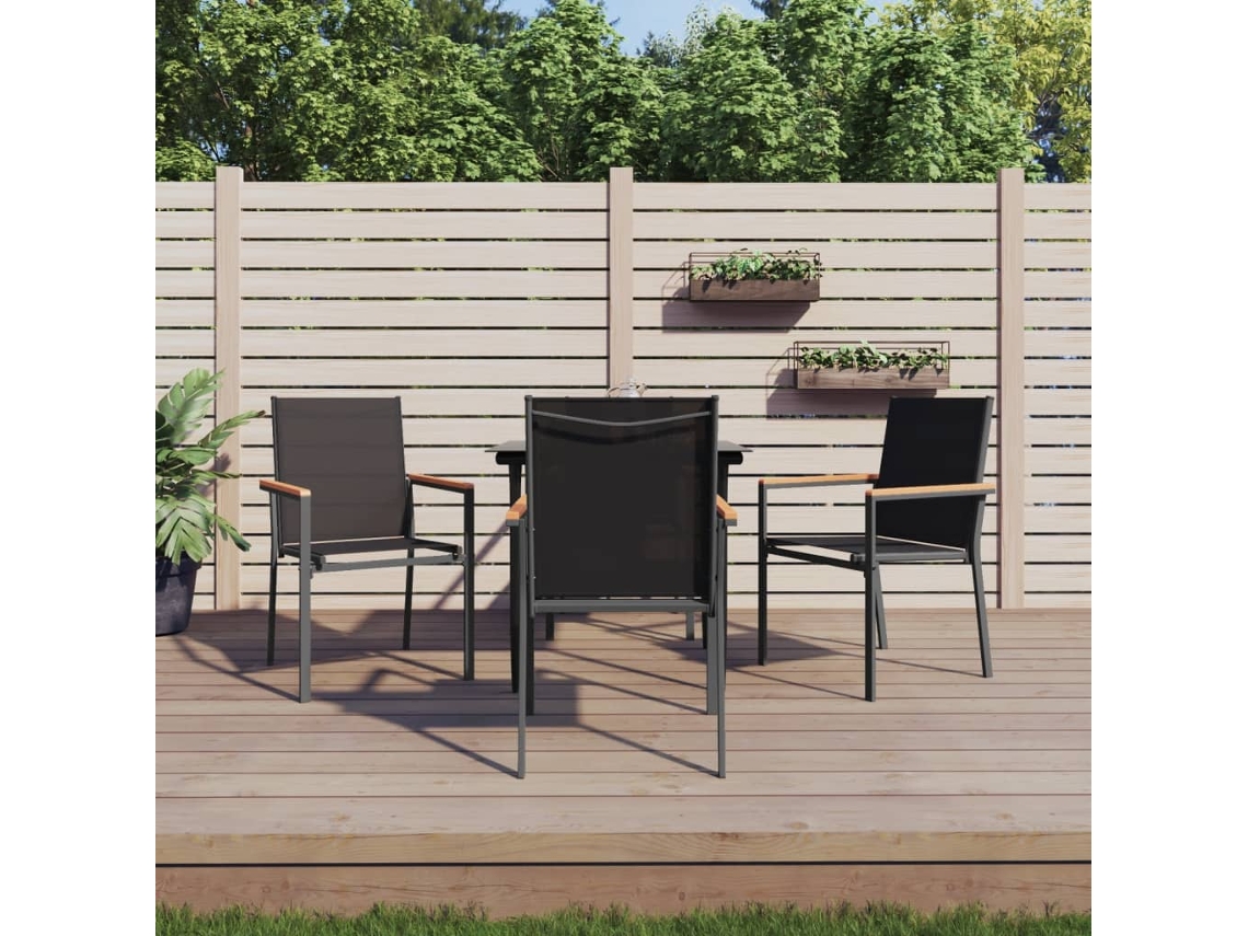 Vidaxl 5 Pcs Conjunto De Jantar Para Jardim Textilene E Aço Preto