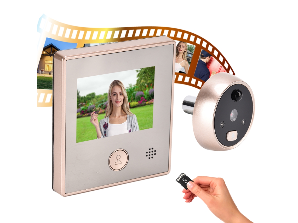 Campainha Inteligente Com Câmera De Visão Noturna 2.8" Lcd Ângulo 135° Para Segurança Residencial