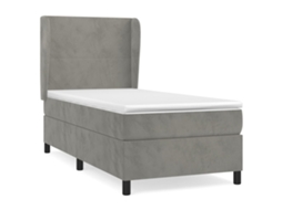 Cama com Molas/colchão 100x200 Cm Veludo Cinza claro MAISON EXCLUSIVE