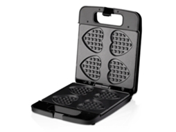 Mini Ferro de Waffle Coração LAXISCREED 1400W, aço inox, antiaderente