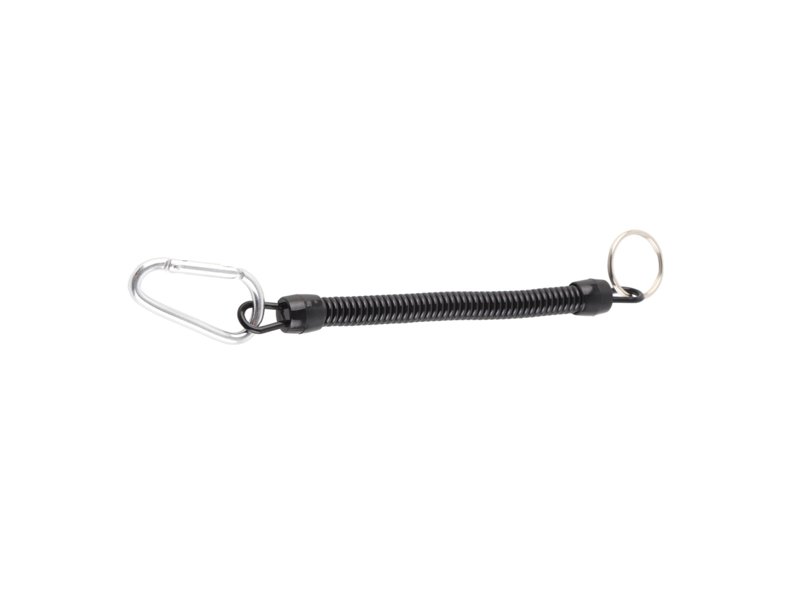 Linha de pesca elástica retrátil ATS com mola, chaveiro de segurança e acessórios para pesca, preta.