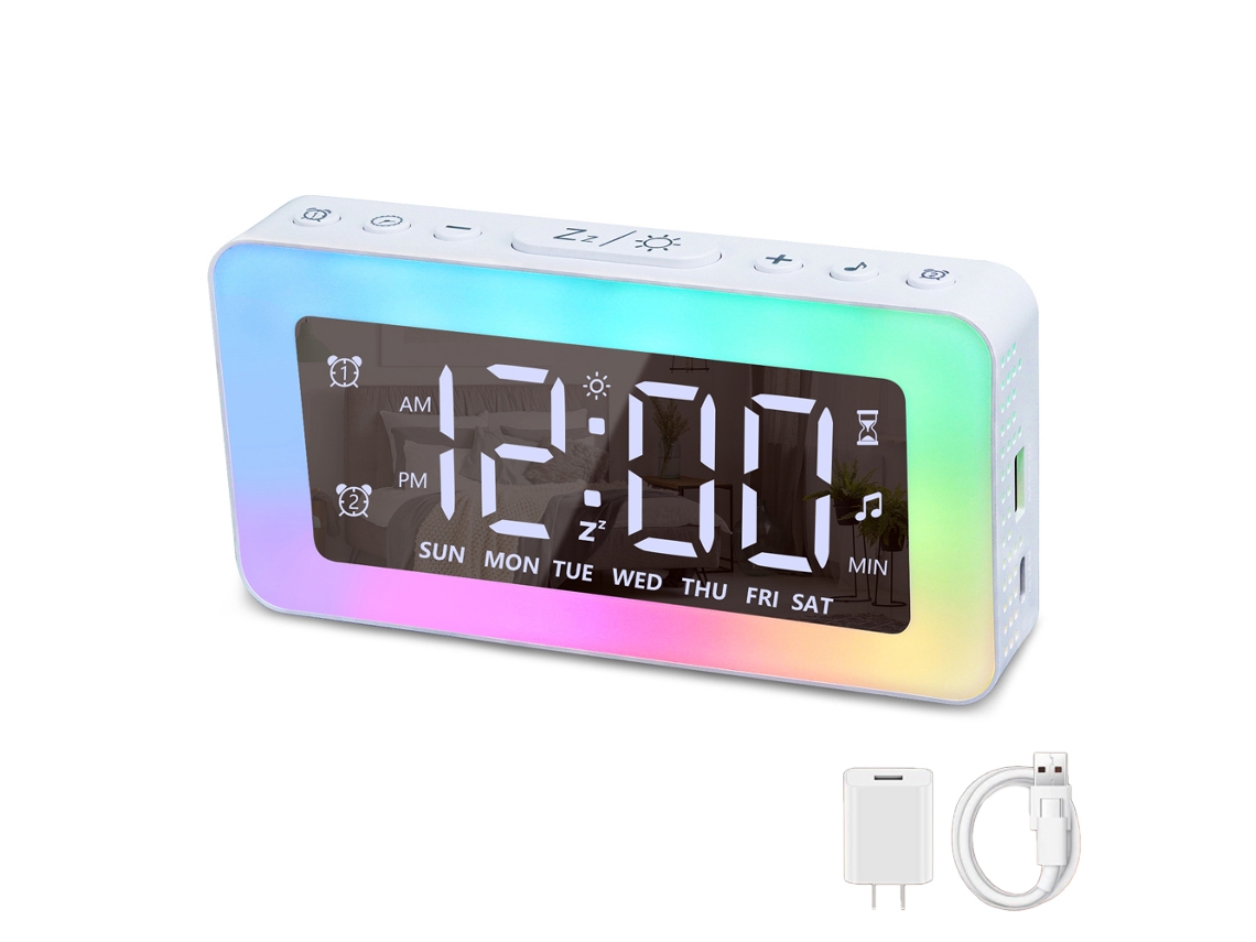 Espelho Hd Multifuncional Led Despertador Dormitório Estudantil Luz Noturna Despertador Digital Despertador