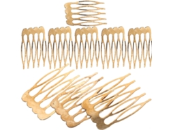 Conjunto De 10 Mini Pentes Laterais Franceses Em Metal Banhado A Ouro, Para Mulheres.