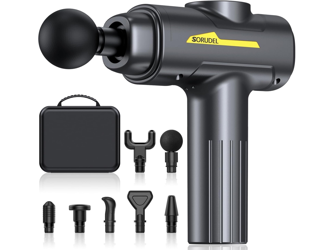 Pistola de Massagem Muscular, Massageador de Tecido Profundo para as Costas Brilvibera (Preto Fosco)