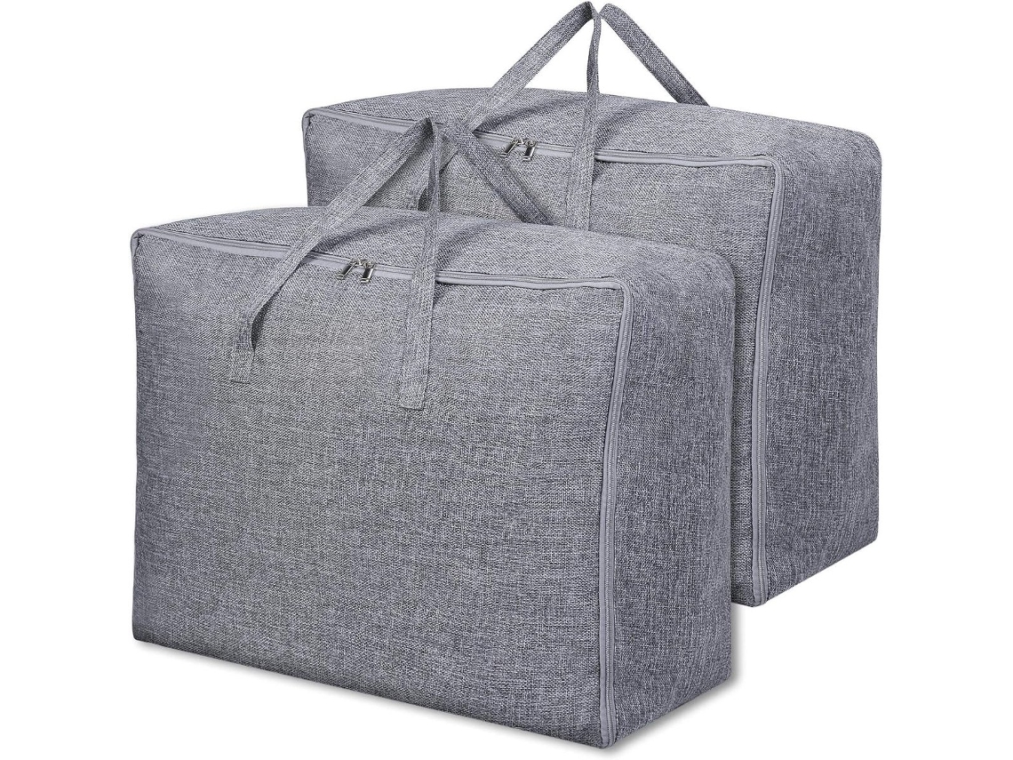 Sacos De Armazenamento, Capas Organizadoras Com Zíper, Conjunto De 2, Tamanho Xxl, 70x50x30cm, Para Edredons, Cobertores