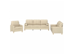 Sofa Set, Sofa Sets Vidaxl Creme Tecido (n/a)