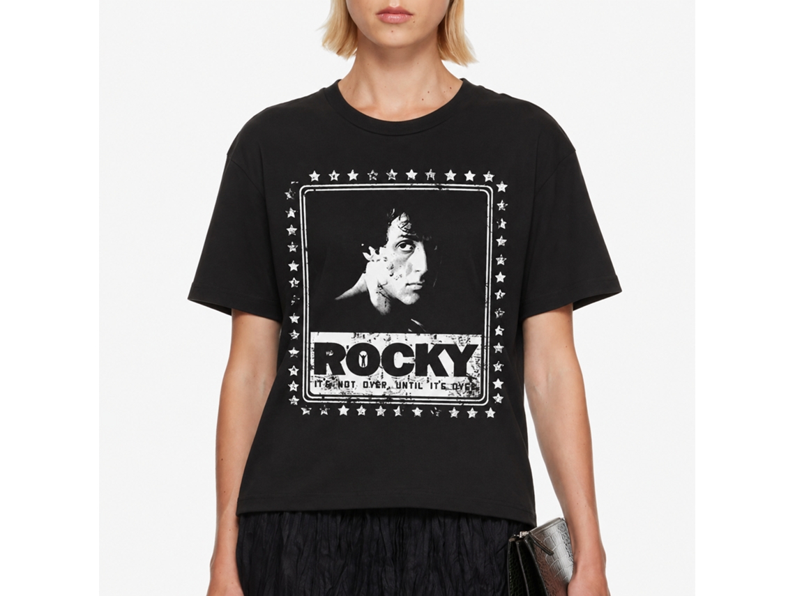 Rockinstone Rocky Movie Black Black Adult T-shirt Size:m