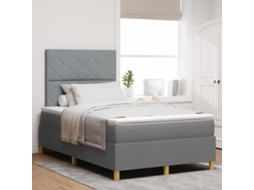 Vidaxl Cama Box Spring Led Cinzento-claro 120 X 190 Cm Tecido