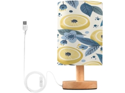 Abajur De Cabeceira Em Formato Flor Limão Para Quarto, Com Portas De Carregamento Usb C, Luminária De Mesa Cabeceira