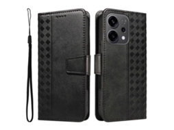 Para Oppo Reno14 5g (china) Oppo Reno14 F 5g Oppo Reno14 5g (global) Capa De Couro Com Suporte E Carteira, Grades Impressas, Capa De Telefone Com Alça