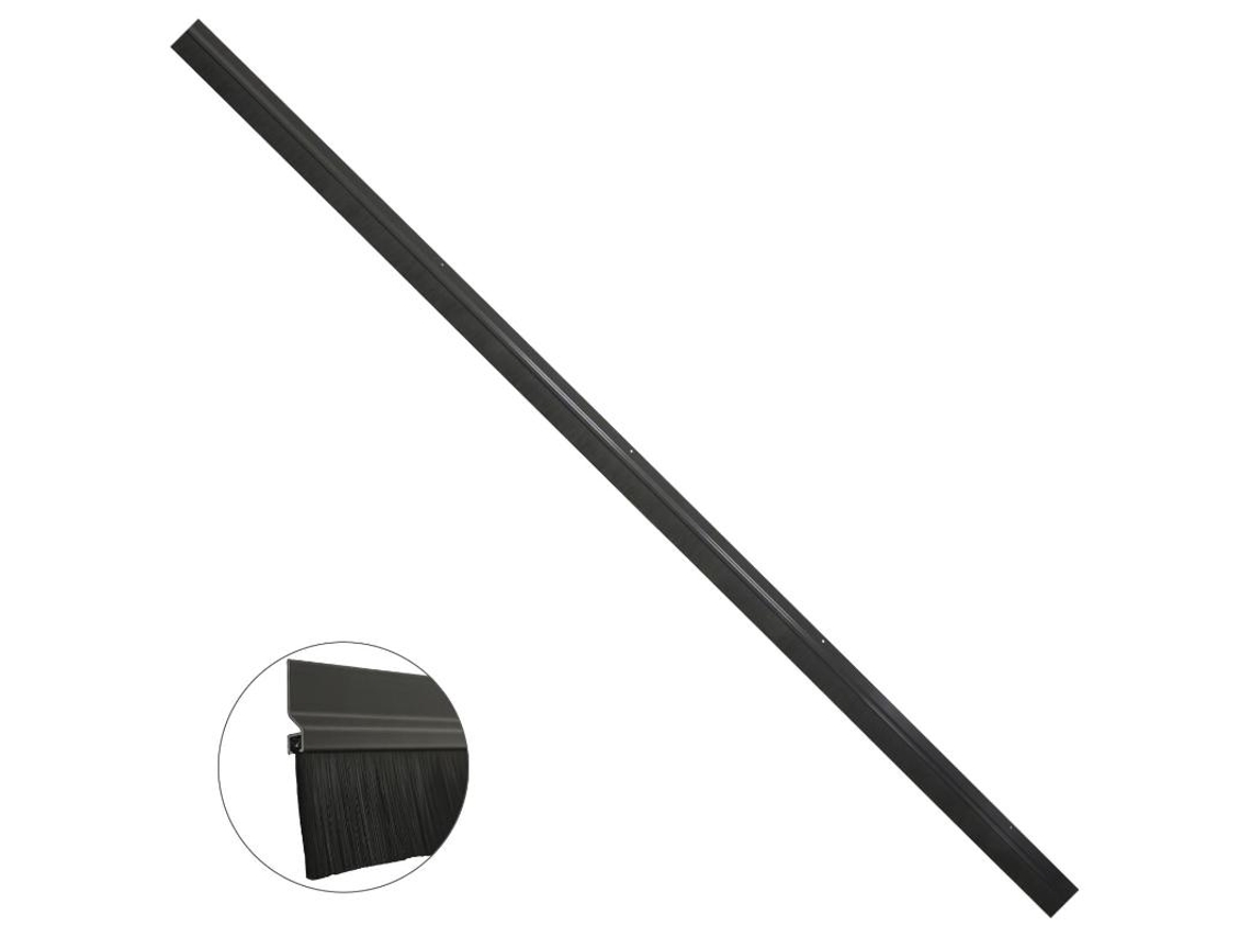 Burlete Para Puertas De Garaje Aluminio Negro Con Cepillo 2,5 M. Cepillo De Puerta, Burlete Garaje, Burlete Cepillo Cochera Wolfpack Linea Profesional