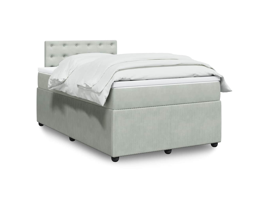 Vidaxl Cama Boxspring C/ Colchão 120x200 Cm Veludo Cinzento-claro