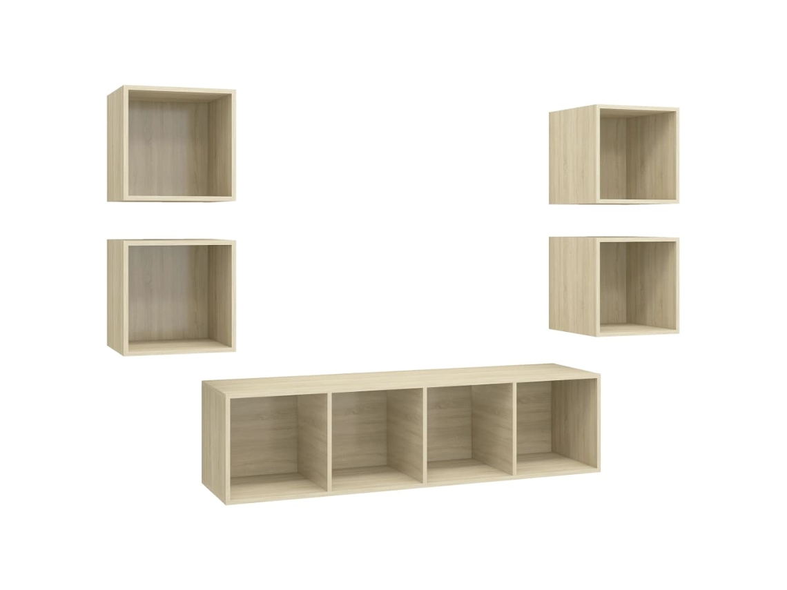 Tv Cabinet Set, Tv Cabinet Sets Vidaxl Marrom Madeira Processada (n/a)