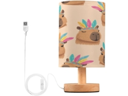 Abajur De Cabeceira Capibara Para Quarto, Luminária De Cabeceira Led, Luminária De Leitura Com Portas Usb E Cúpula