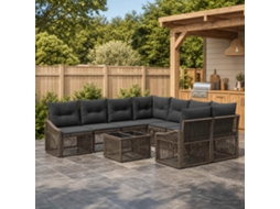 Vidaxl Conjunto De Sofá De Jardim 9 Unid. Cinzento Vime Pe