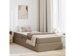 Vidaxl Cama Com Arrumação E Colchão 2 Unid. Cappuccino Couro