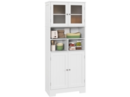 Buffet para Sala com portas de vidro curvas e prateleira aberta (140x40x105cm)