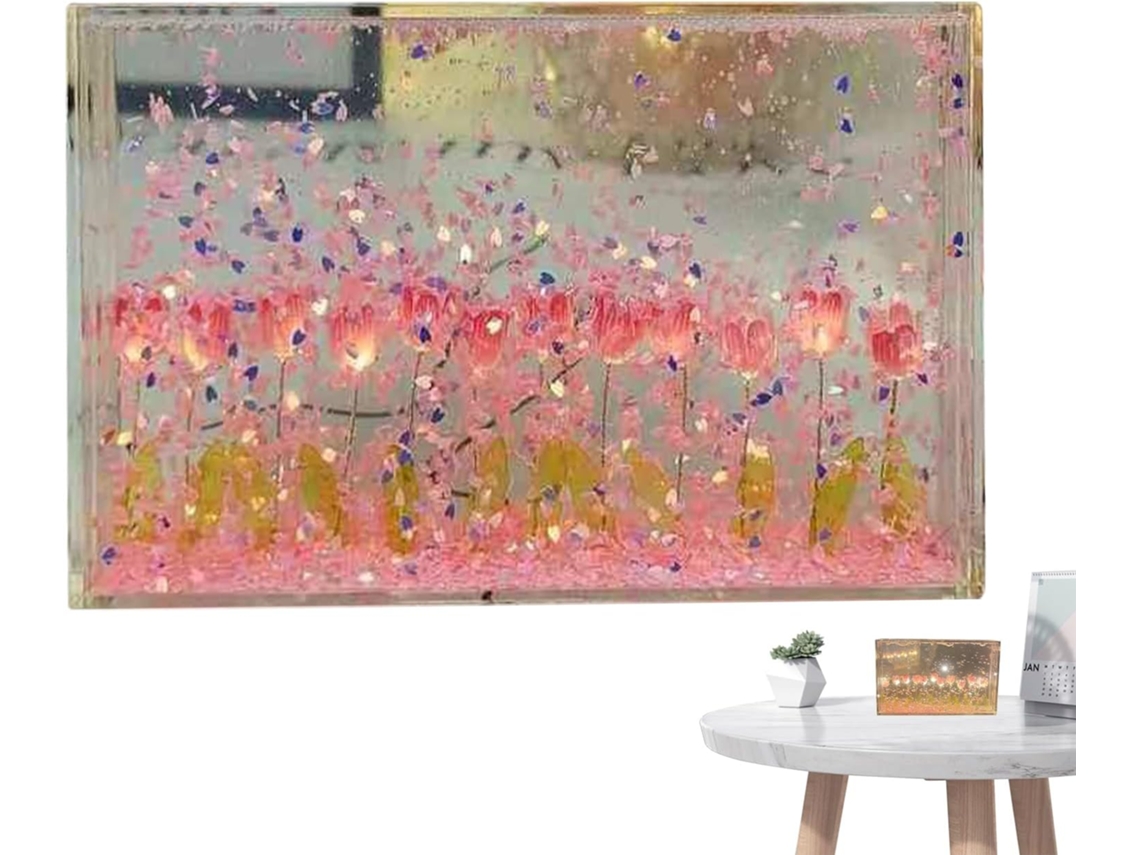 Brilho floral suave, linda iluminação decorativa com pétalas em movimento.
