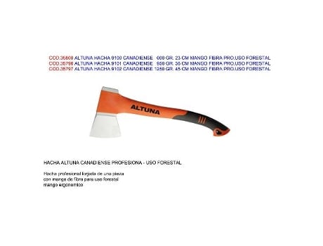 Altuna hacha 9102 canadiense 1250 gr. 45 cm mango fibra pro.