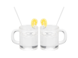 Mali 2pcs Mini Copo de Água com Limão Amarelo com Canudo Brinquedo Acessório Casa de Bonecas 1:12