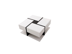 Mesa De Café 78x78x36cm 4 Gavetas Alto Brilho Ziwei Store