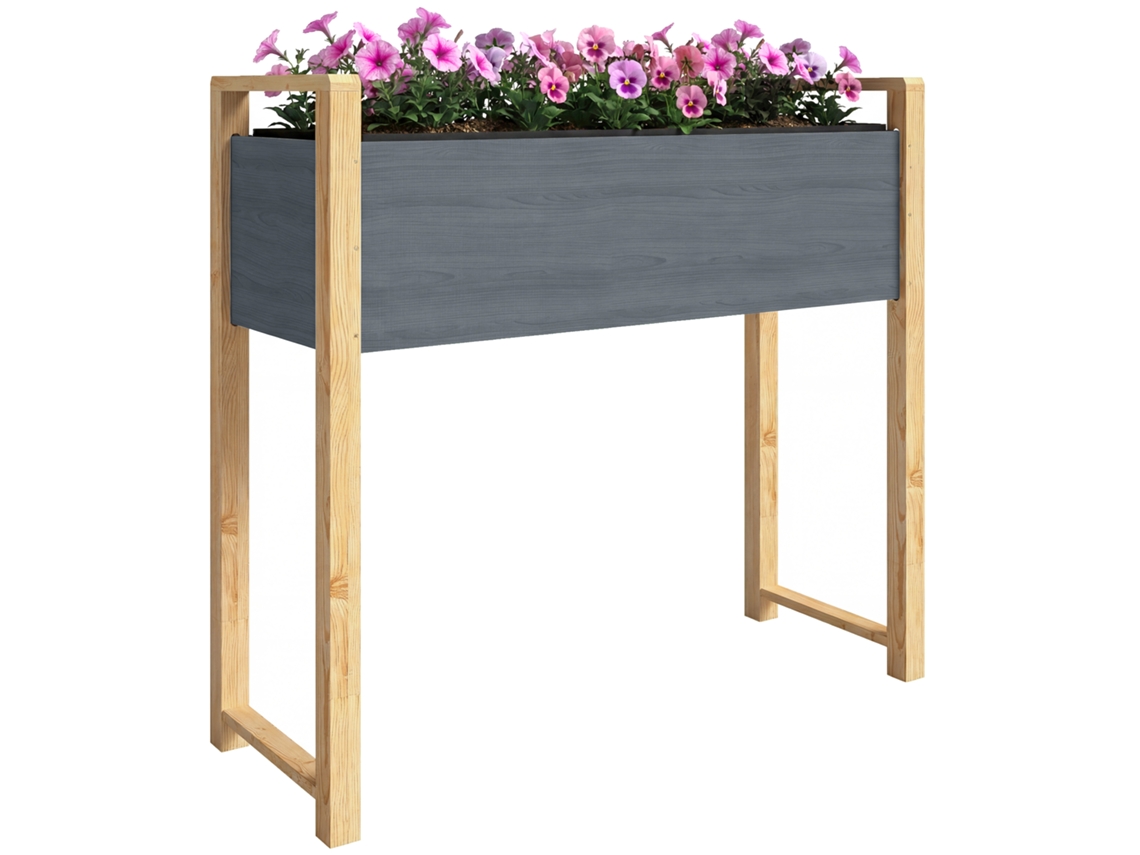 Canteiro CHEZMOI elevado, pés, 98x37x90 cm, cinza