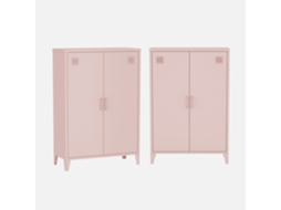 Cómoda/Guarda-roupa de Metal 2 Portas, Conjunto de 2, Rosa