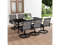 Vidaxl 7 Pcs Conjunto De Jantar Para Jardim Textilene E Aço