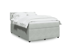 Vidaxl Cama Com Molas/colchão 140x200 Cm Veludo Cinzento-claro