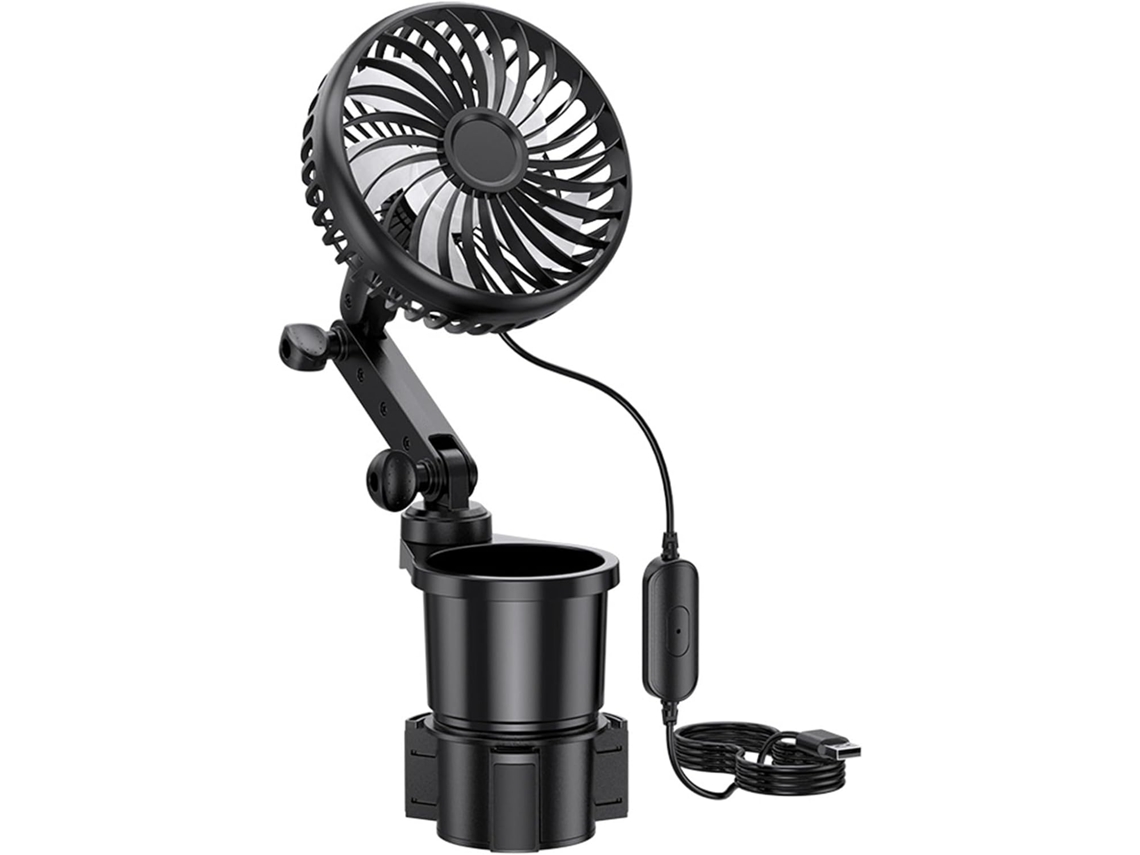 Suporte Para Ventilador Usb Veicular Com Rotação De 360°